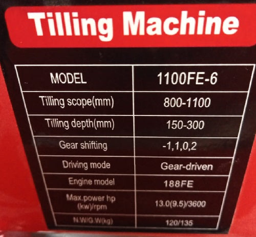 WM1100 Petrol Self Start 13HP Power Tiller