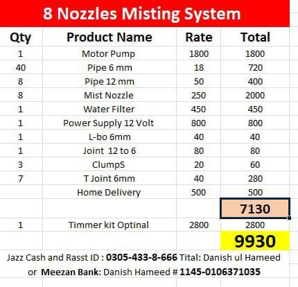 8 Nozzles Water Misting System kit